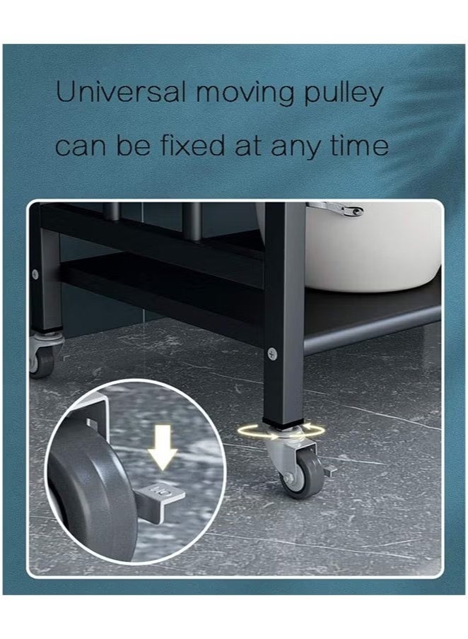 بيوينتي وحدة رفوف ميكروويف 4 طبقات، رف تخزين متعدد الاستخدامات لمنظم البهارات والأواني، محطة عمل، رف فرّان للمطبخ، منظم أدوات المائدة للخزانات وطاولات المطبخ (اللون: أسود، المقاس: ٦٠ × ٣٢ × ١٠٠ سم) - Image 3